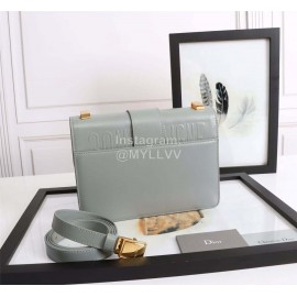 Dior 30 Montaigne Metal "CD" Buckle Leather Crossbody Bag Gray D6712