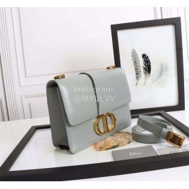 Dior 30 Montaigne Metal "CD" Buckle Leather Crossbody Bag Gray D6712