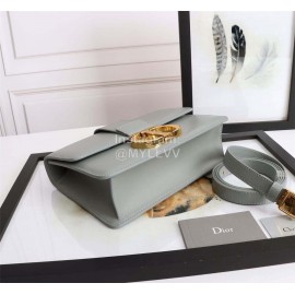 Dior 30 Montaigne Metal "CD" Buckle Leather Crossbody Bag Gray D6712