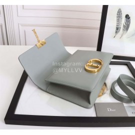 Dior 30 Montaigne Metal "CD" Buckle Leather Crossbody Bag Gray D6712