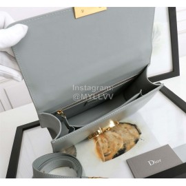 Dior 30 Montaigne Metal "CD" Buckle Leather Crossbody Bag Gray D6712