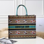 Dior Book Tote British Blue Letter Embroidered Square Tote