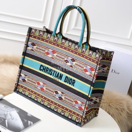 Dior Book Tote British Blue Letter Embroidered Square Tote