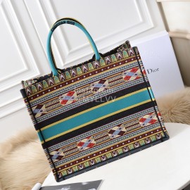 Dior Book Tote British Blue Letter Embroidered Square Tote