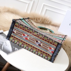 Dior Book Tote British Blue Letter Embroidered Square Tote