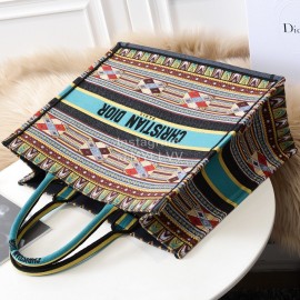 Dior Book Tote British Blue Letter Embroidered Square Tote