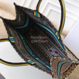 Dior Book Tote British Blue Letter Embroidered Square Tote