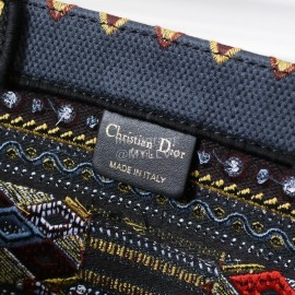 Dior Book Tote British Blue Letter Embroidered Square Tote