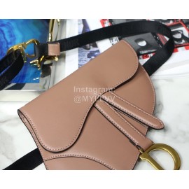 Dior Saddle Letter Tassel Plain Weave Belt Bag Bean Paste Powder M9025