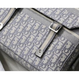 Dior Blue Oblique Camp Print Canvas Messenger Bag Grey