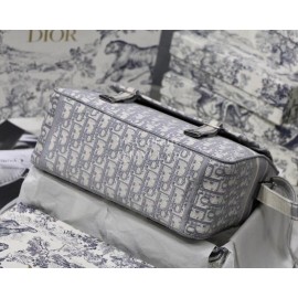 Dior Blue Oblique Camp Print Canvas Messenger Bag Grey