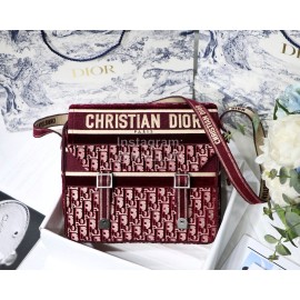 Dior Camp Oblique Printed Velvet Messenger Bag Burgundy M9020