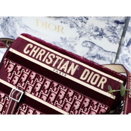 Dior Camp Oblique Printed Velvet Messenger Bag Burgundy M9020