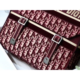 Dior Camp Oblique Printed Velvet Messenger Bag Burgundy M9020