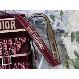 Dior Camp Oblique Printed Velvet Messenger Bag Burgundy M9020