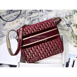Dior Camp Oblique Printed Velvet Messenger Bag Burgundy M9020