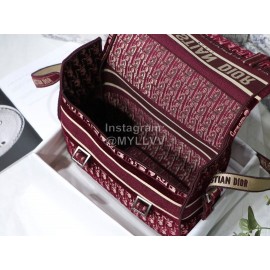 Dior Camp Oblique Printed Velvet Messenger Bag Burgundy M9020