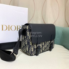 Dior Blue Embroidered Cowhide Flap Messenger Bag Model 5088