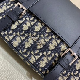 Dior Blue Embroidered Cowhide Flap Messenger Bag Model 5088