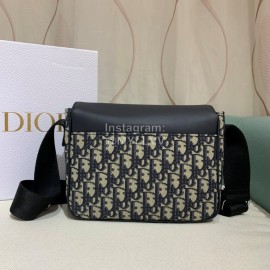 Dior Blue Embroidered Cowhide Flap Messenger Bag Model 5088