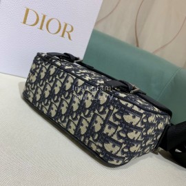 Dior Blue Embroidered Cowhide Flap Messenger Bag Model 5088