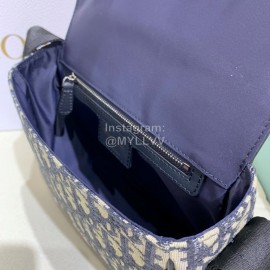 Dior Blue Embroidered Cowhide Flap Messenger Bag Model 5088