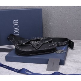 Dior Saddle Men's Grained Cowhide Crossbody Saddle Bag Black And White P0095
