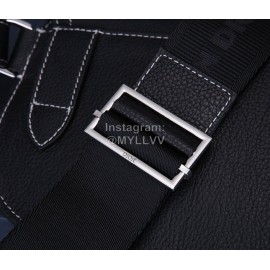 Dior Saddle Men's Grained Cowhide Crossbody Saddle Bag Black And White P0095