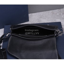Dior Saddle Men's Grained Cowhide Crossbody Saddle Bag Black And White P0095