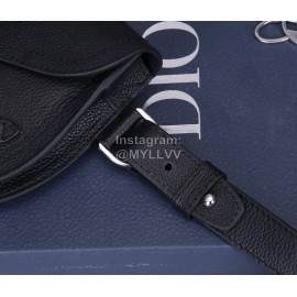 Dior Saddle Men's Grained Cowhide Crossbody Saddle Bag Black P0095