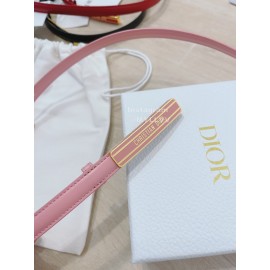 Dior Fashion Calf Leather Square Enamel Buckle 15mm Belt Pink