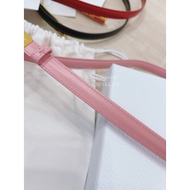 Dior Fashion Calf Leather Square Enamel Buckle 15mm Belt Pink