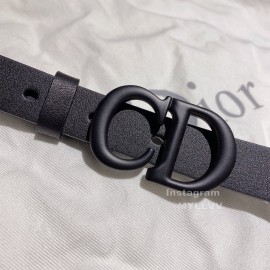 Dior Black Calf Leather Retro Metal Black Letters Buckle 20mm Belt