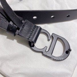 Dior Black Calf Leather Retro Metal Black Letters Buckle 20mm Belt