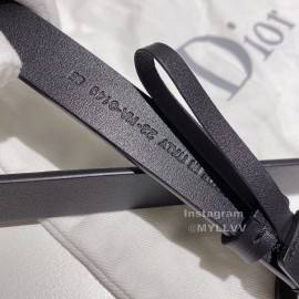 Dior Black Calf Leather Retro Metal Black Letters Buckle 20mm Belt