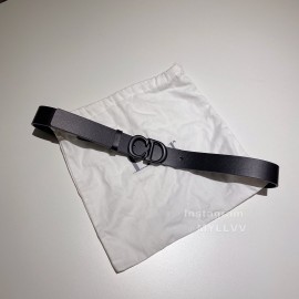 Dior Black Calf Leather Retro Metal Black Letters Buckle 30mm Belt