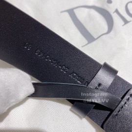 Dior Black Calf Leather Retro Metal Black Letters Buckle 30mm Belt