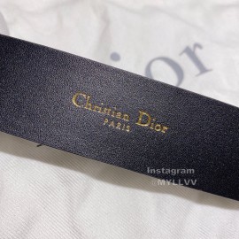 Dior Black Calf Leather Retro Metal Black Letters Buckle 30mm Belt