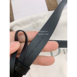 Dior Black Calf Leather Retro Silver Letters Buckle 20mm Belt