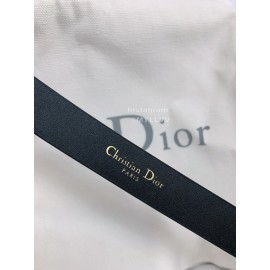 Dior Black Calf Leather Retro Silver Letters Buckle 20mm Belt