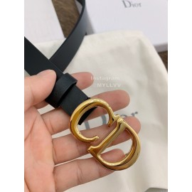 Dior New Black Calf Leather Retro Gold Letters Buckle 20mm Belt