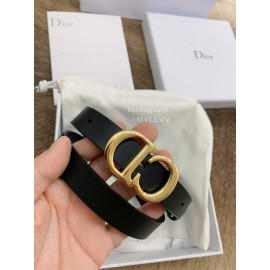 Dior New Black Calf Leather Retro Gold Letters Buckle 20mm Belt