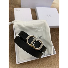 Dior New Black Calf Leather Retro Silver Letters Buckle 20mm Belt