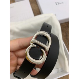 Dior New Black Calf Leather Retro Silver Letters Buckle 20mm Belt