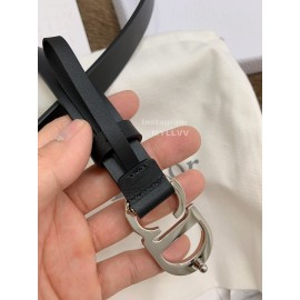 Dior New Black Calf Leather Retro Silver Letters Buckle 20mm Belt