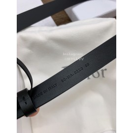 Dior New Black Calf Leather Retro Silver Letters Buckle 20mm Belt