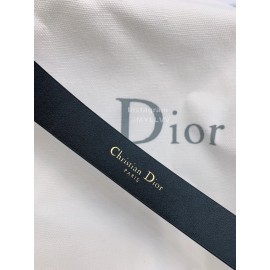 Dior New Black Calf Leather Retro Silver Letters Buckle 20mm Belt