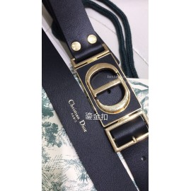 Dior Retro Calf Leather Gold Letters Buckle 30mm Belt Black