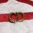 Dior Red Calf Leather Retro Gold Letters Buckle Belt