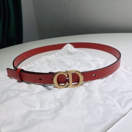 Dior Red Calf Leather Retro Letters Buckle Belt